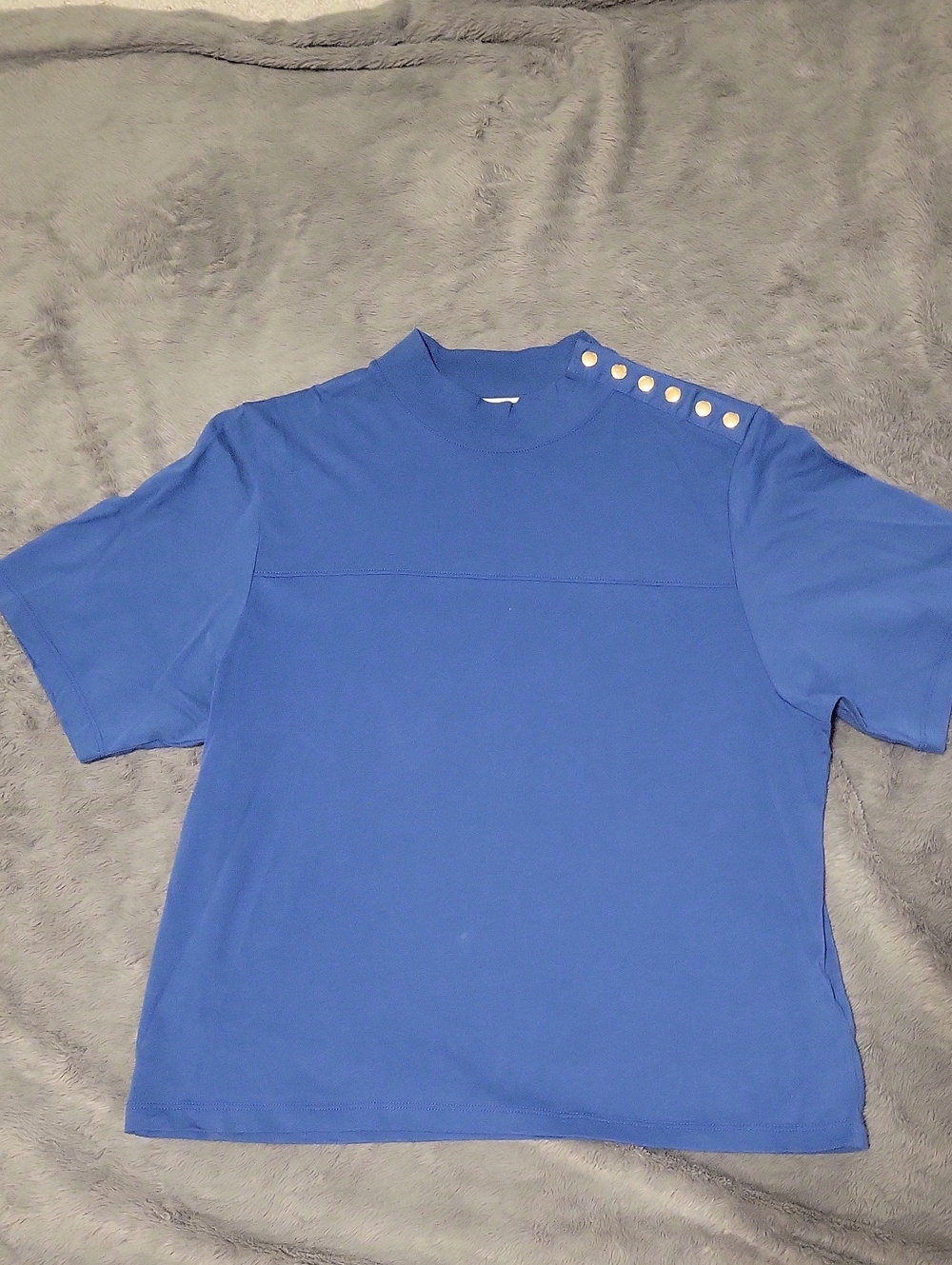 Nation LTD Royal Blue Short-Sleeve Crewneck Tee with Shoulder Buttons Organic